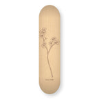 Birthflower March engraved skateboard deck in natural wood