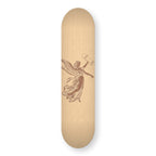 Lady of the Boards engraved skateboard deck in natural wood