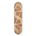 Monarch Butterfly engraved skateboard deck in natural wood