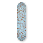 Crowded Monsters engraved skateboard deck in natural wood
