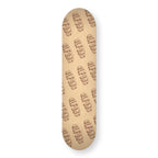 Classic Repeat engraved skateboard deck in natural wood