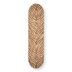 Tiger Instinct engraved skateboard deck in natural wood