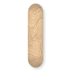 Contour Drift engraved skateboard deck in natural wood