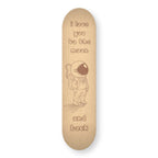 Moonbound engraved skateboard deck in natural wood