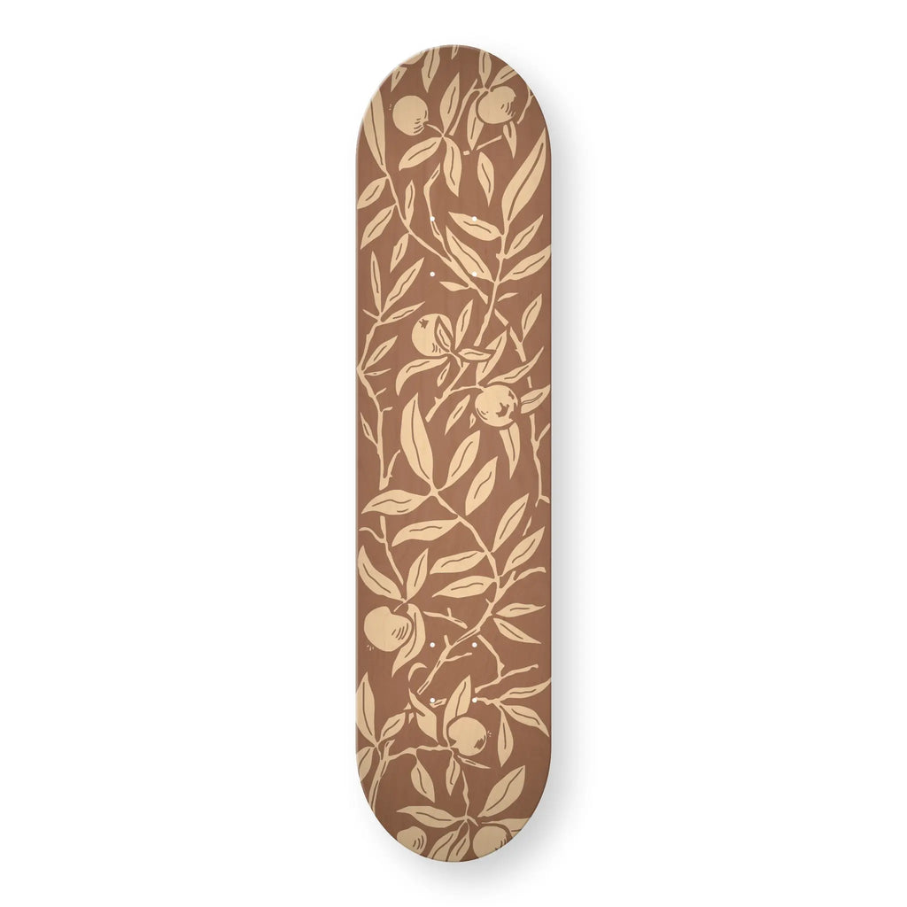 Wild Citrus engraved skateboard deck in natural wood